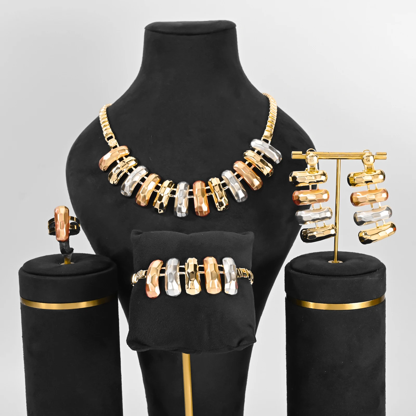 African Jewelry Sets Necklace Bracelet Colorful Earrings for Women Ring Charm Bridal Wedding Accessories