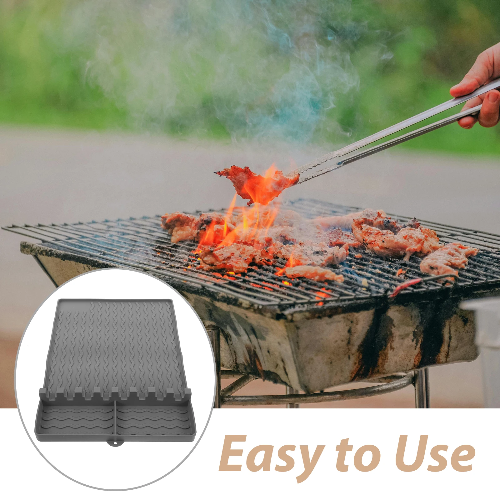 

1pcs Silicone Grill Mat Non-stick Heat-resistant Oil-draining BBQ Tools Pad Kitchen Counter Grilling Accessory Side Shelf