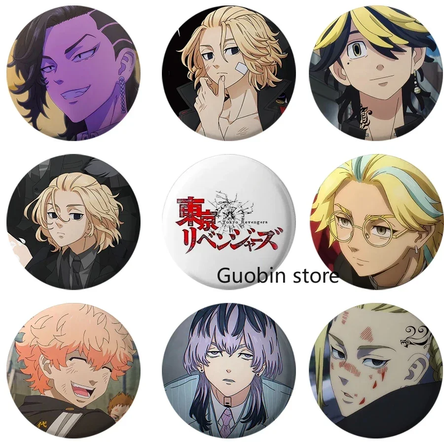 Tokyo Revengers Badges Haitani Brothers Ran Rindo Figures Anime Brooches Tintu Four Heavenly Kings Lapel Pins Handmade Jewelry