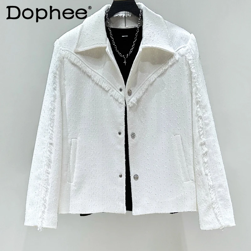 

2025 Autumn New Men's High-End Small Fragrant Jackets Solid Color Short Style Jackets Men's Stylish Padded Shoulder Trendy Coats