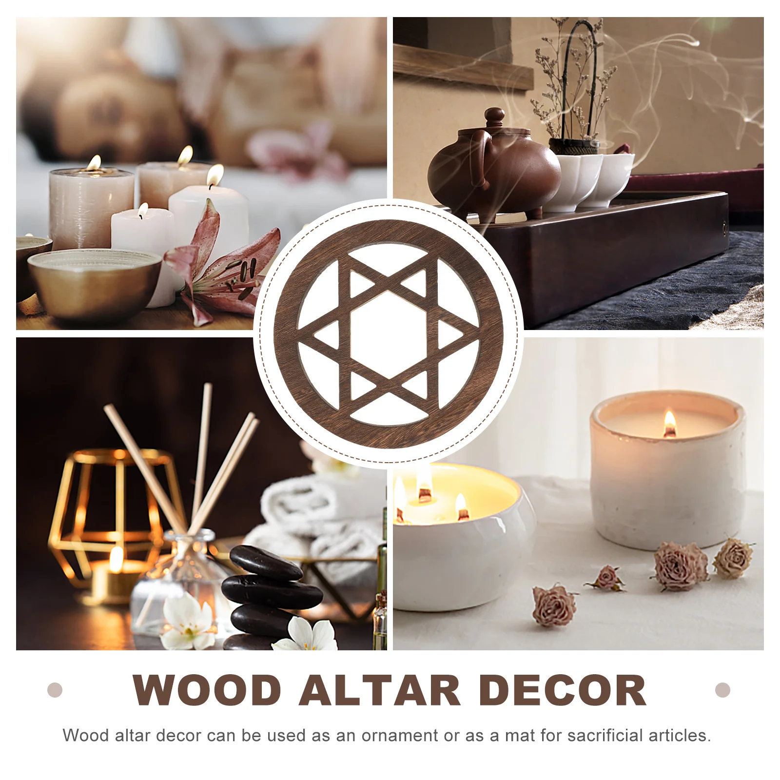 

Wooden Altar Ornament Rustic Carved Wall Art Home Decor Sacred Space Ceremony Decoration Six-Pointed Star Wood Carving