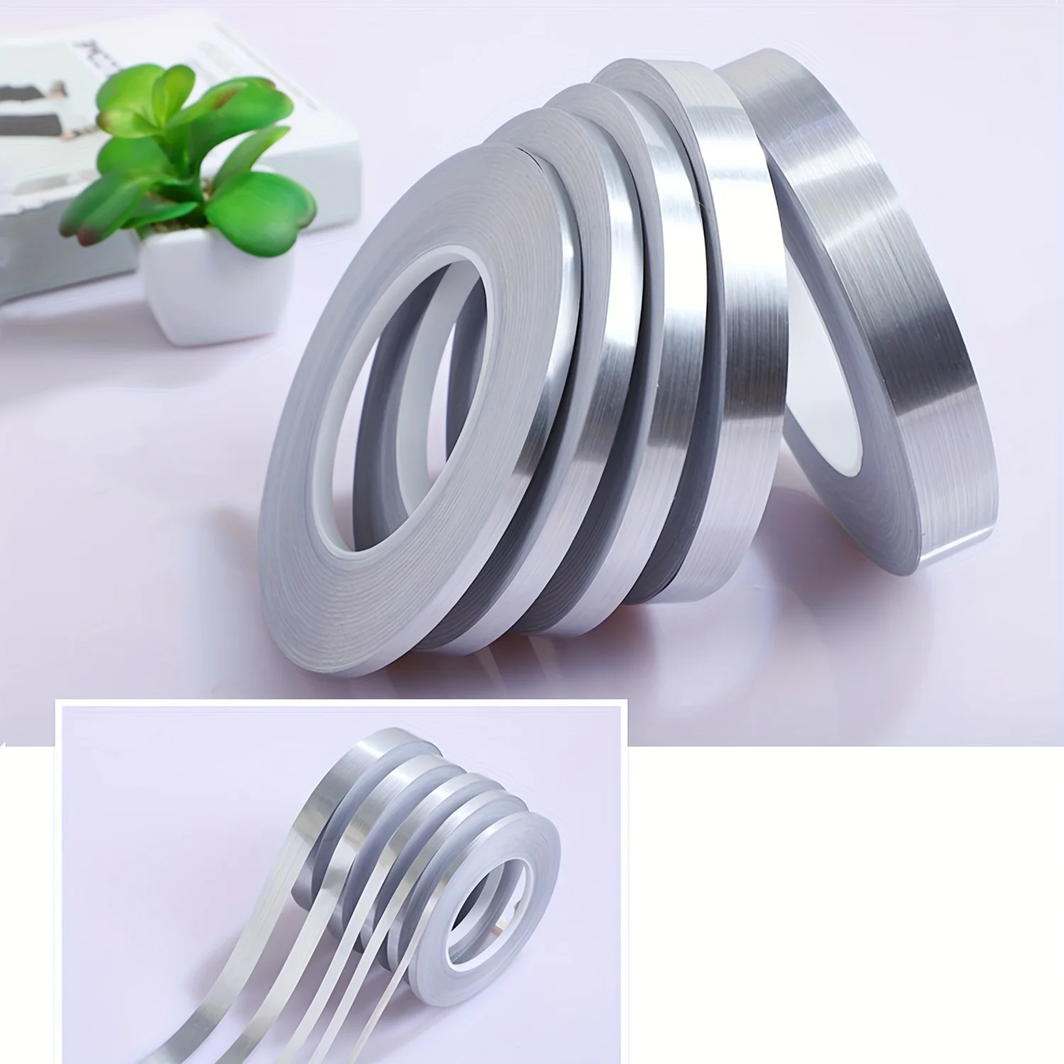 Silver Foil Adhesive Tape for Arts & Crafts, Waterproof and Anti-Mildew Tile Gap Sealing Strip DIY Ceramics Seam Line Ribbon