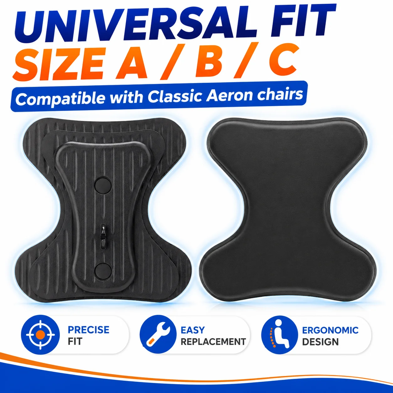 Herman Miller Aeron Classic Butterfly Lumbar Support Pad Replacement, PostureFit Back Support, Universal Size A/B/C