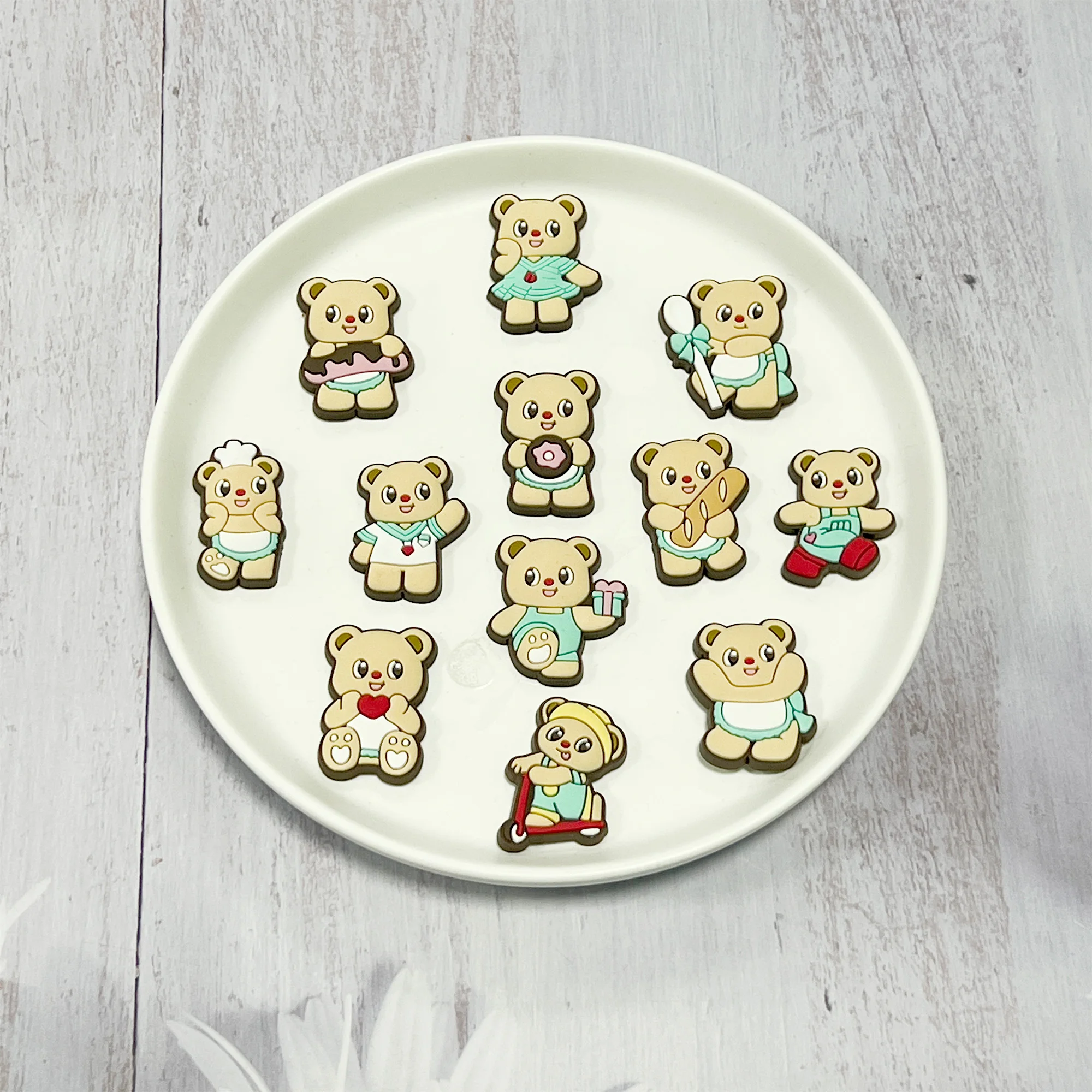 

9-100PCS cartoon Butter Bear Shoes Charm Decorations DIY MIXED PVC Decoration High quality Detachable Waterproof For Party Gifts