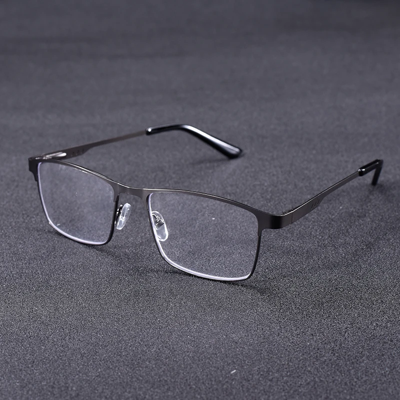 Herren Metall Lesebrille Rahmen Hochwertige Quadratische Presbyopie Brille Brillen Mit Blau Licht Objektiv + 75 + 125 + 175 + 225 + 275 – Detail 14