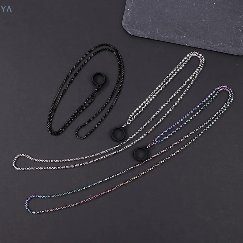 [YA]Anti-Lost Pen Lanyard Anti-drop Portable Metal Chain Necklace Lanyard Metal Lanyard Sling Snake Bone Chain With Rubble Ring view 5