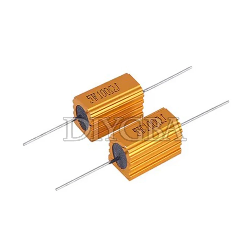 1PCS RX24 5W Aluminum Power Metal Shell Case Wirewound Resistor 0.01 ~ 15K 1 2 3 5 6 8 10 20 100 150 200 300 500 1K 10K ohm