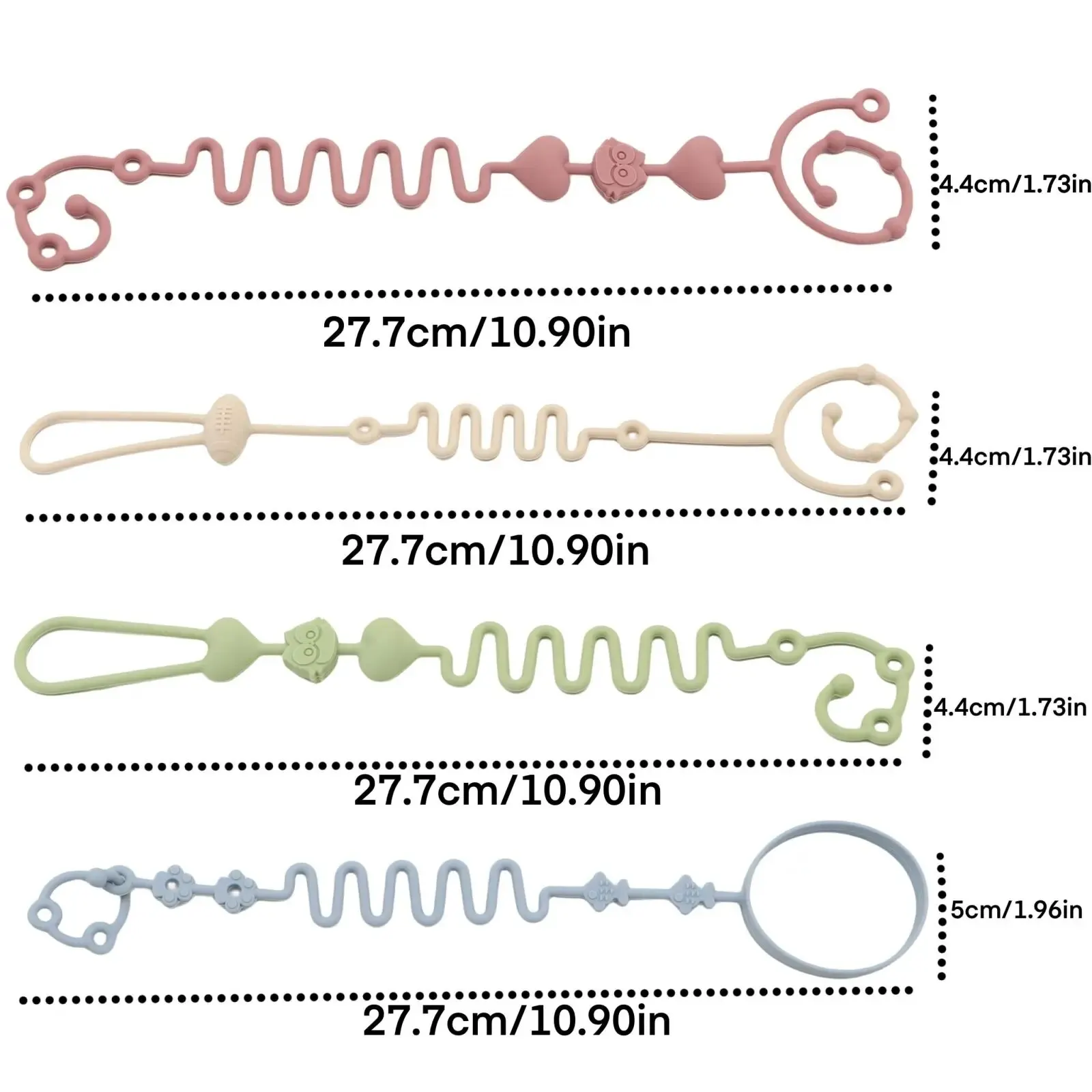 4PCS Baby Pacifier Chain with 2 Clips, Bottle Chain, Adjustable Silicone Pacifier Chain Or Teether Toy, Baby Bottle Chain, Food