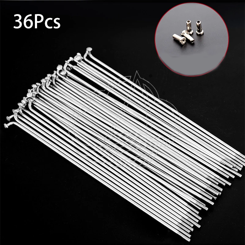 36Pcs 14G Stainless Steel Spokes, Bicycle Motorcycle Wheel Spokes with Copper Cap