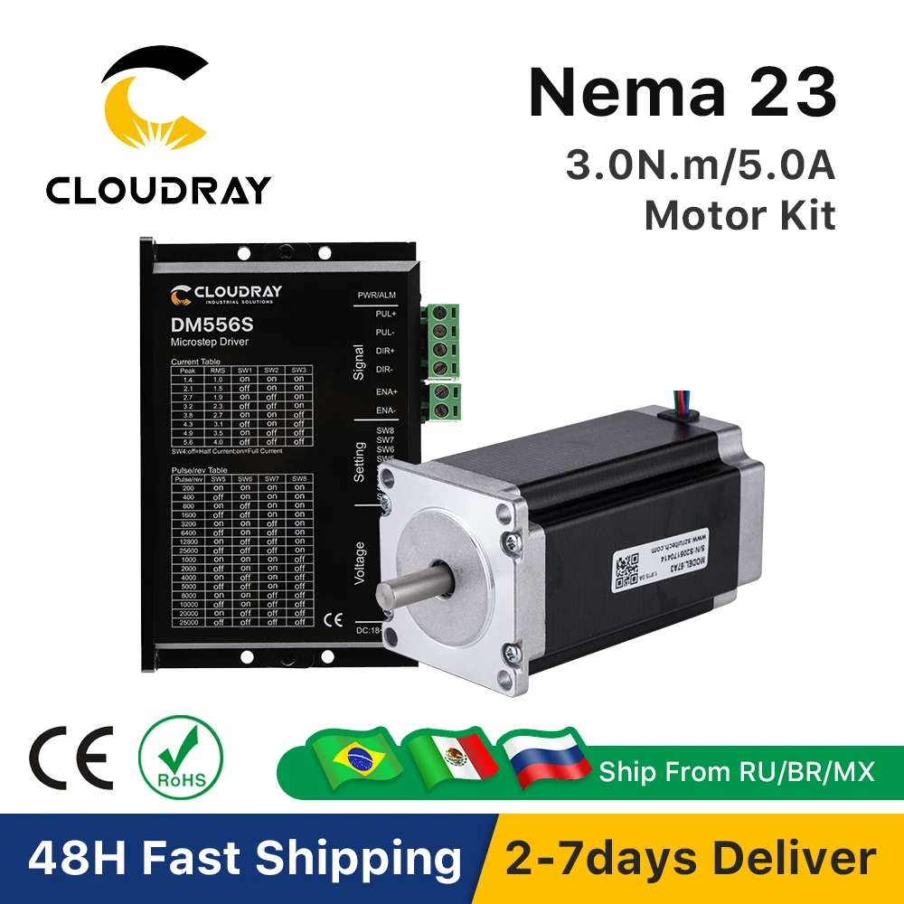 Zestaw silnika krokowego Cloudray Nema 23 z pętlą otwartą 2 fazy 3N.m 5.0A 23CS30C-500+DM556S do drukarki 3D Frezarka CNC do grawerowania
