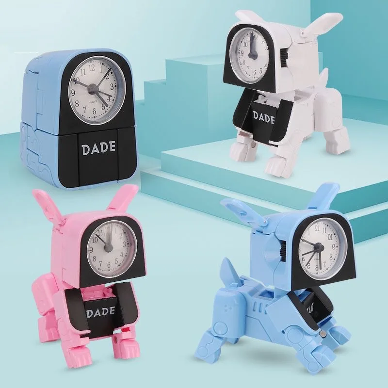 Kids Alarm Clock Cute Puppy Multi-function Alarm Clock Robot Transformation Small Toy Creative Cognition Time Boy Cool Gifts