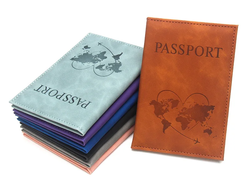 

Leather English Letters Map Printed Passport Holder Passport Case Airplane Passport Covers Id Card Holder Travel Accessories