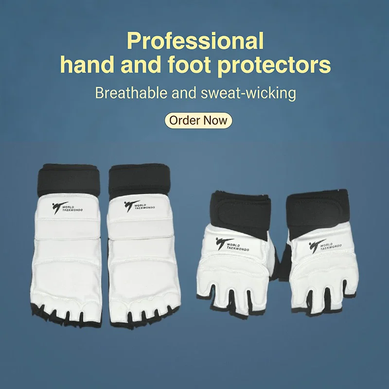 Half-finger Taekwondo gloves Karate Muay Thai training Taekwondo gloves PU leather foot guards exercise gloves