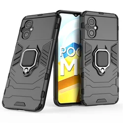 For Poco M5 Case fo Poco M5 Cover Capa Funda Armor Shockproof Shell Finger Ring Hard PC Phone Bumper For Poco M5