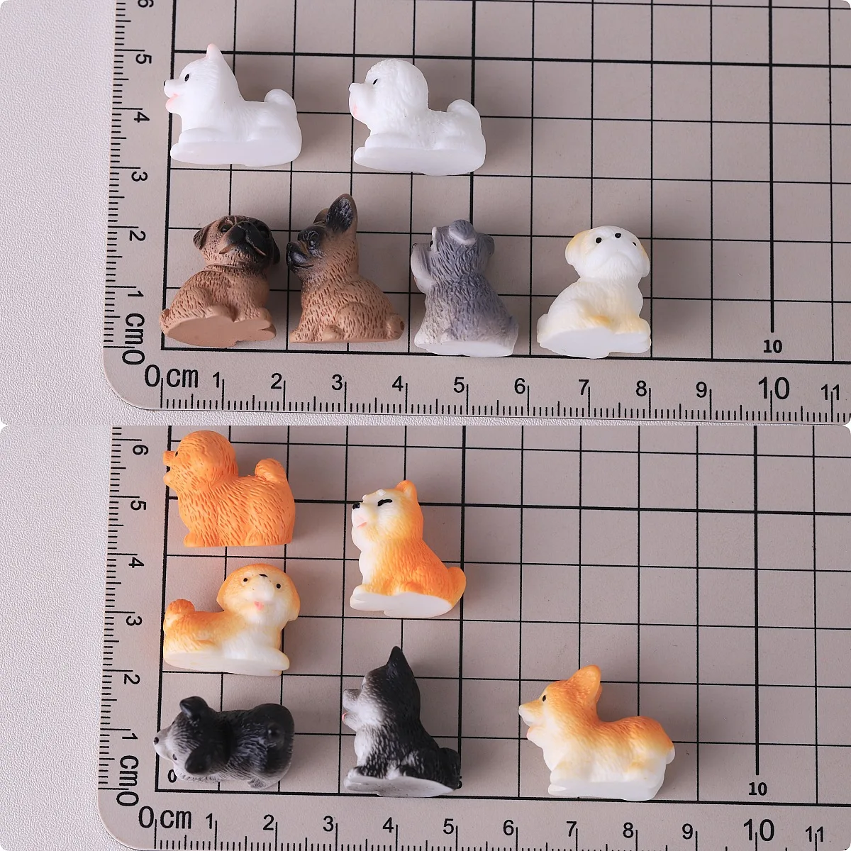 2pcs Dollhouse Cute Puppy Dog Model Kawaii Mini Animal 1:12 Figurine Miniature Resin Keychain DIY