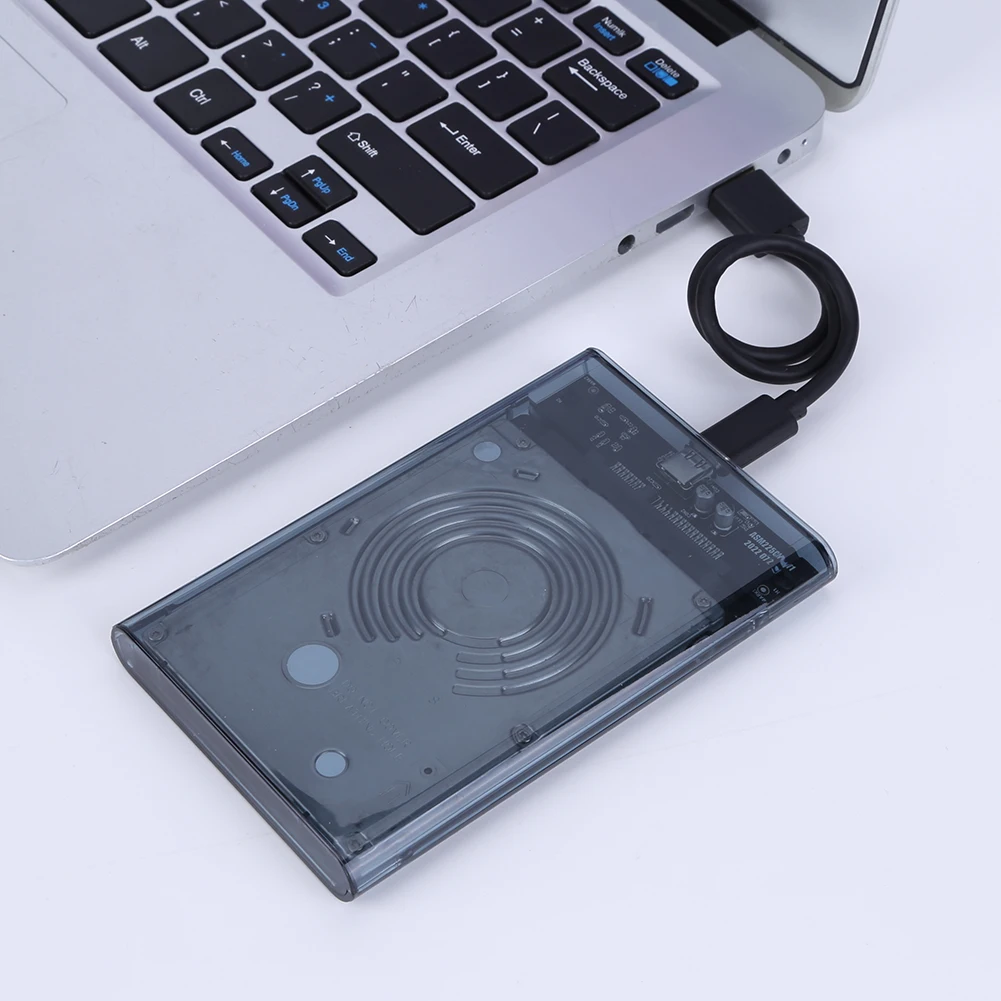 EXternal USB3.0/Type C 2.5'' Hard Drive Enclosure Transparent Mobile HDD SSD USB3.1 Case Portable Hard Disk Box With USB Cable