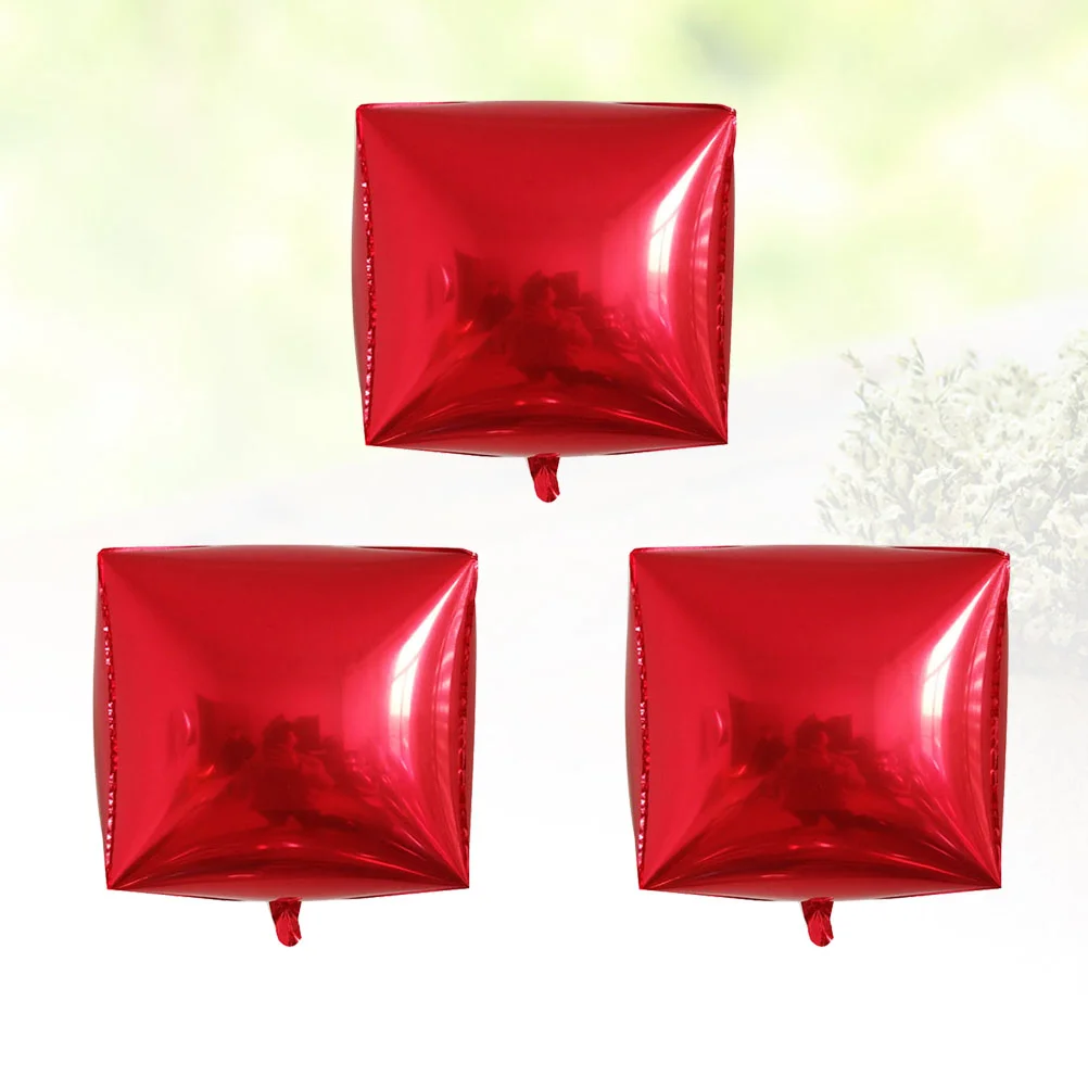 

3 Pcs Three-dimensional Baby Ballons 4d Aluminum Engagement Backdrop Balloons Decor Square
