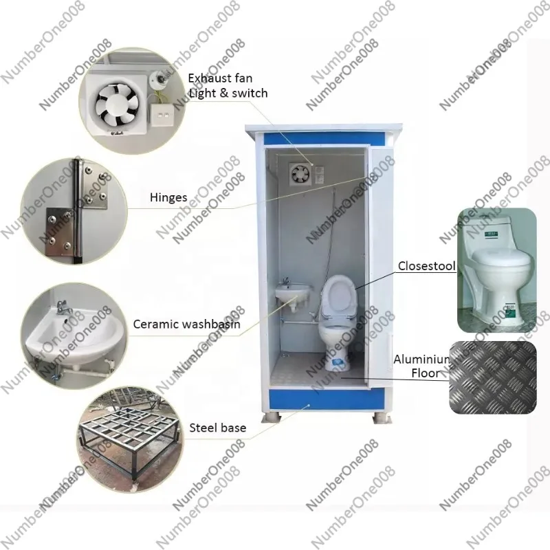 Prefabricated Portable Toilet Shower Enclosure Low Cost Outdoor Unit Steel Material for Construction Site