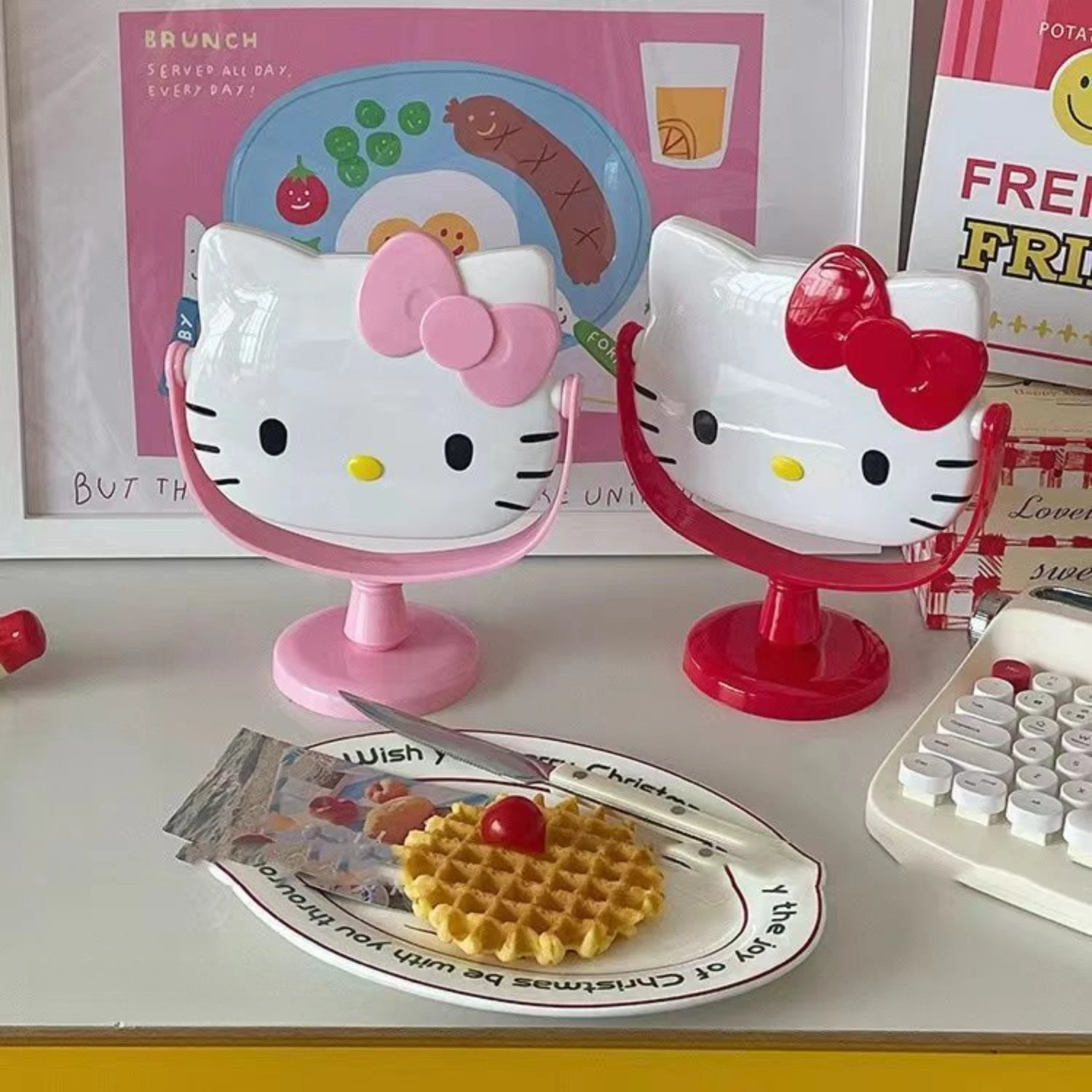 Kawaii Sanrio HelloKitty My Melody Cartoon Anime Cute Desktop Cosmetic Mirror Extra Portable Holiday Gifts Toys Bedroom Dorm view 2
