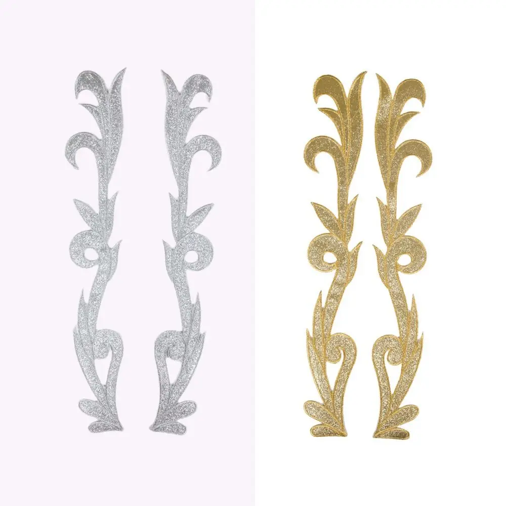 2 Pieces Gold Silver Embroidery Applique Patch Collar Decoration Sequin Baroque Applique Handmade Accessories Sew On Patch