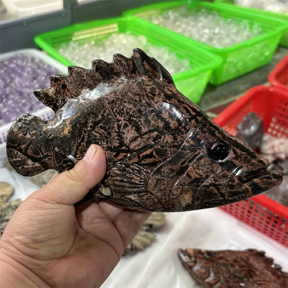 

1PCS Natural Quartz Picture Stone Fish Animal Carving Polished Reiki Healing Fengshui Room Decor Energy Gift
