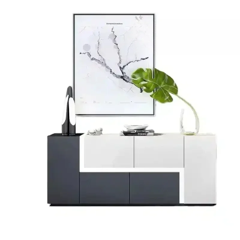 A  Nordic cream style solid wood paint dining side cabinet simple modern decorative cabinet