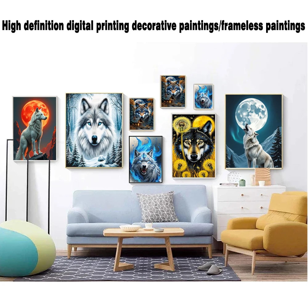 

High definition digital spray painted animal wolf frame decoration painting room/home decoration bedroom decoration