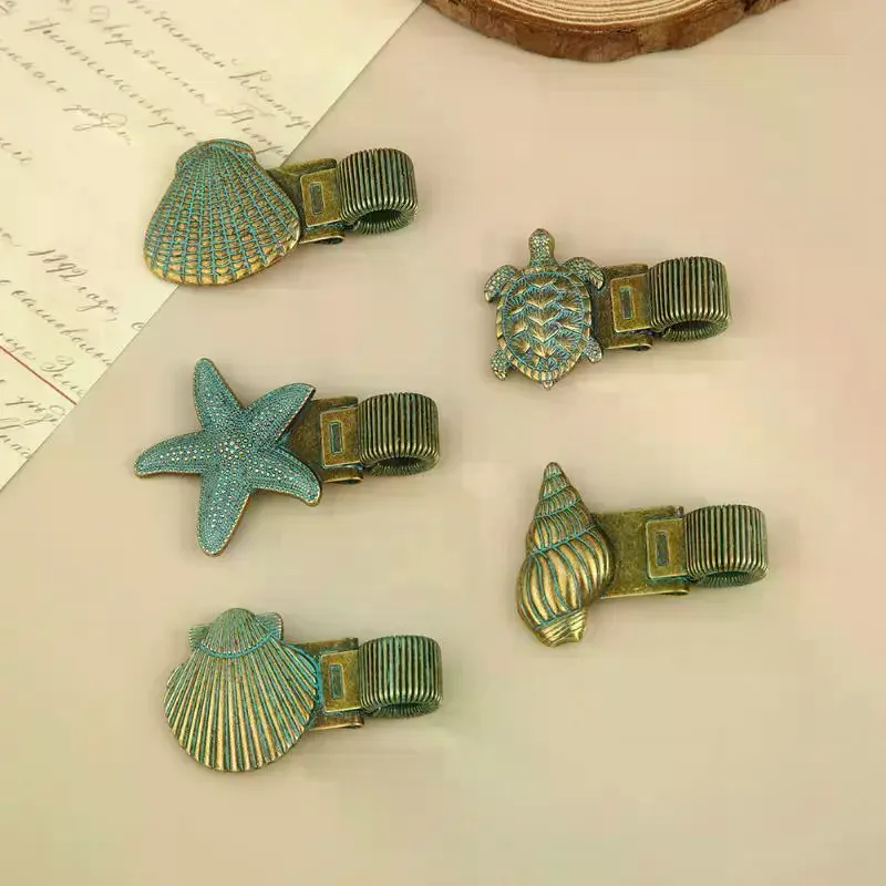 Vintage Ocean Turtle Metal Pen Clip, Spring Loaded Pen Holder for Notebook Journal Office School Stationery