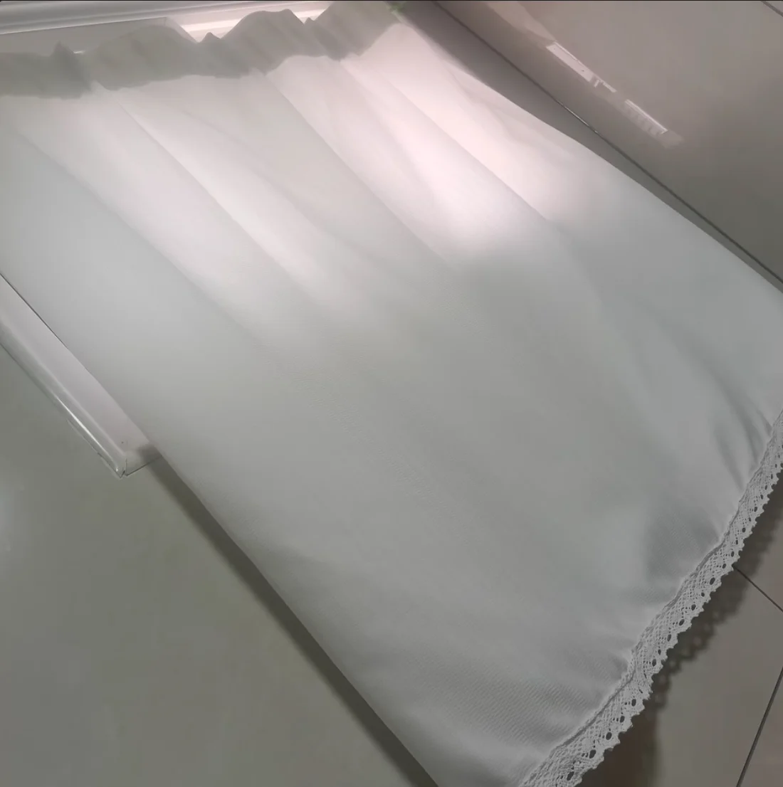White Sheer Curtain, Light Filtering Privacy Sheer Curtain, Half Curtain for Kitchen and Bathroom, Door Curtain, Short Curtain