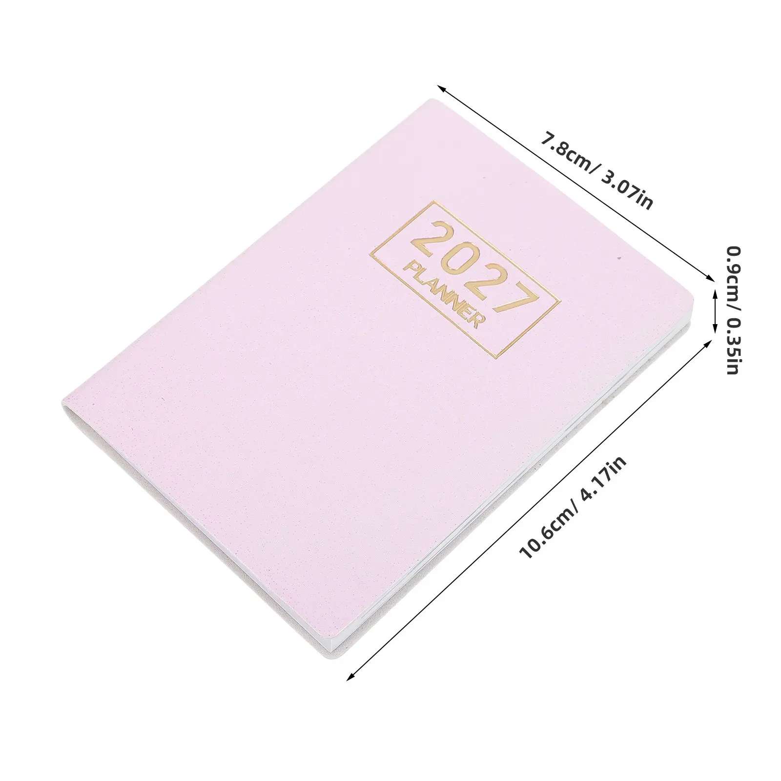 2027 Daily Planner Notebook A7 Pocket Size PU Hardcover Ink Resistant Paper Segmented Layout Task Breakdown Progress