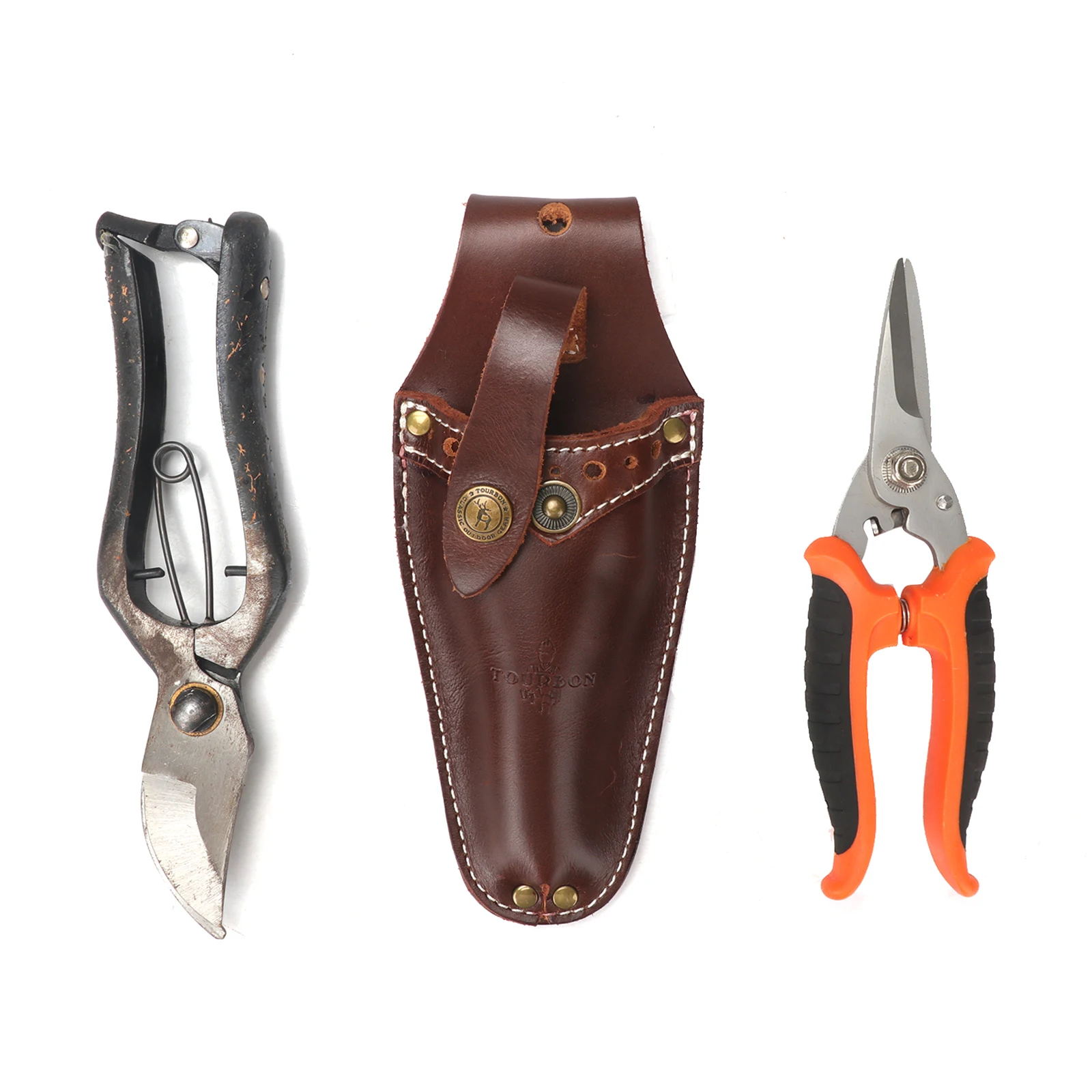 Tourbon Leather Pliers Pouch Garden Pruning Shears Pruner Scabbard Holster Tool Holder Waist Pockect Brown with Belt Loop