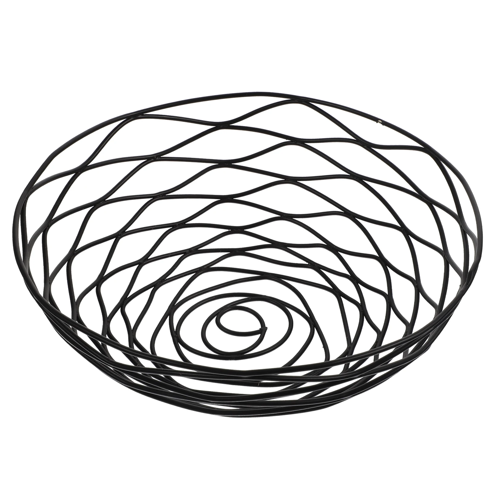 

Retro Style Black Metal Bread Basket Wire Fruit Holder Desktop Storage Round Small Basket For Kitchen Table Decoration Wedding
