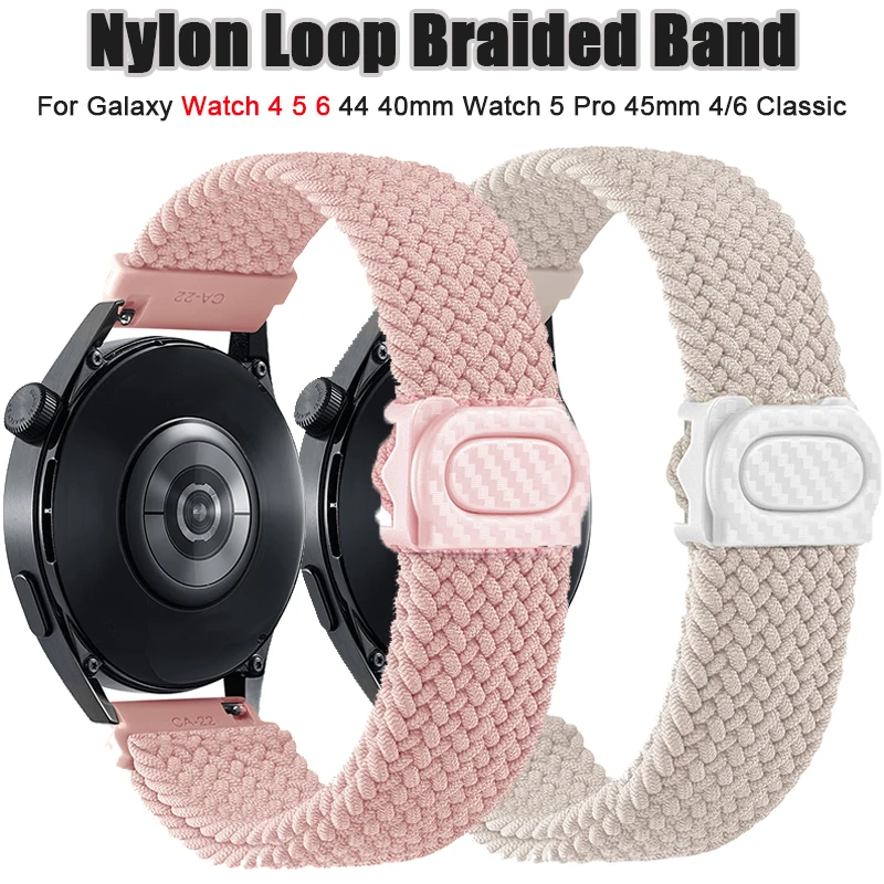 20mm 22mm Band for Samsung Galaxy Watch 6 5 4 40 44mm Gear S3 Active Nylon Loop Braided Strap for Huawei for Amazfit GTR Watch