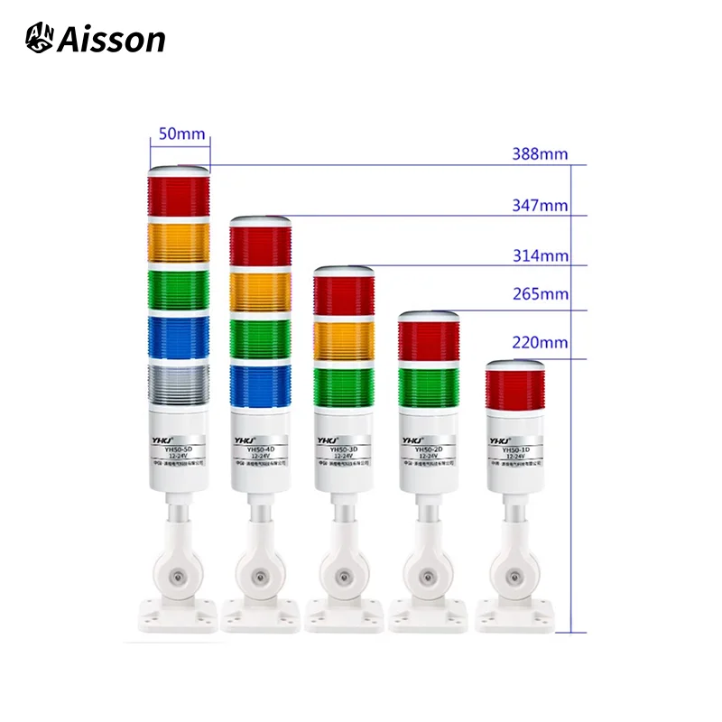 Luces de pila de torre de señal LED industriales para máquinas CNC DC12-24V/AC220V modos de parpadeo constante, con zumbador de luces de advertencia
