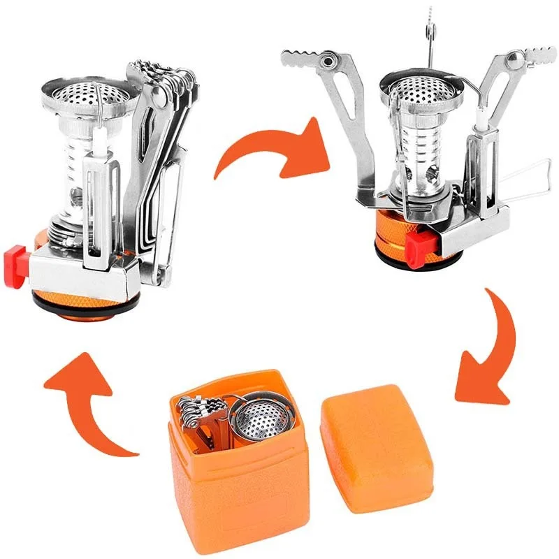 Ultra-Compact Integrated Camping Stove- Mini Portable Burner with Electronic Ignition for Outdoor