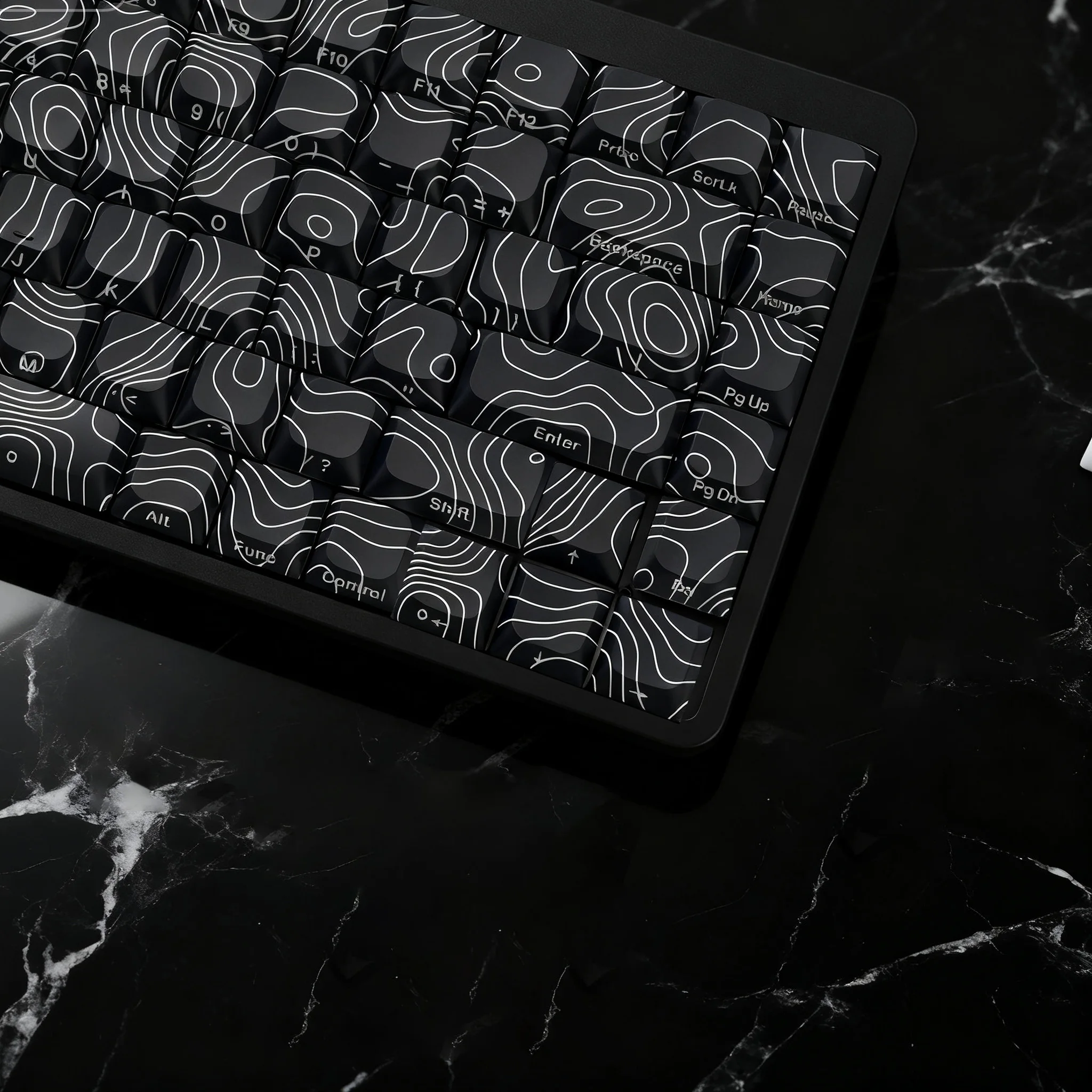 120키 로우 프로파일 키캡 블랙 컨투어 염료 승화 PBT 키캡 MX 스위치 기계식 키보드용