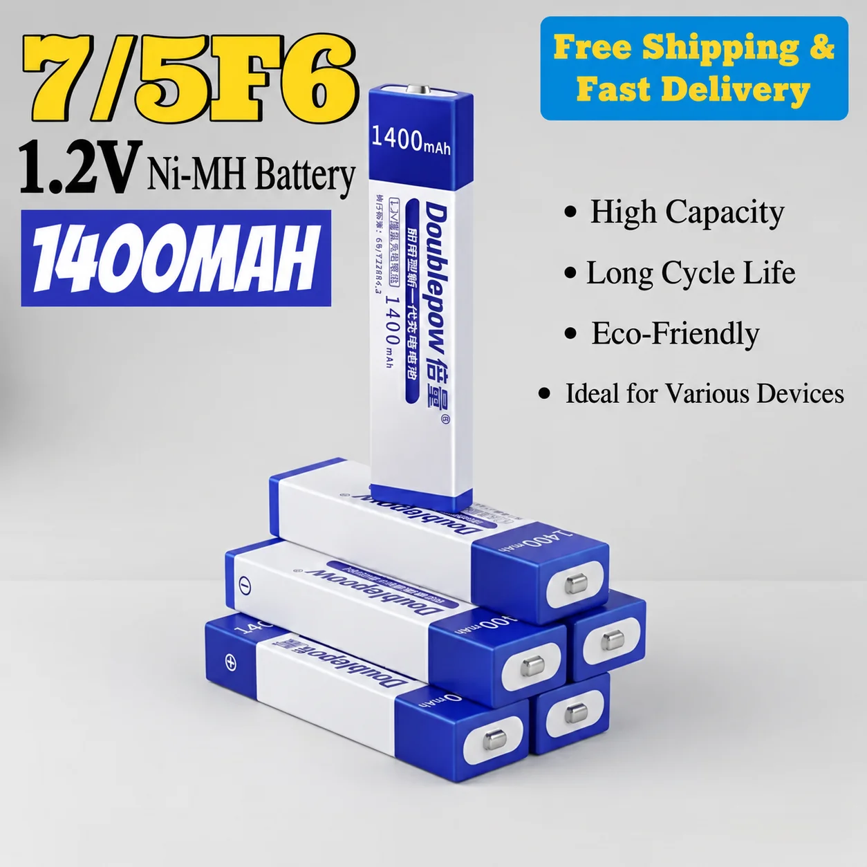 Replacement 7/5F6 Ni-MH Battery 1.2V 1400mAh for Sony Panasonic Walkman CD Player HHF-AZ01 RP-BP61 HHF-AZ01S Rechargeable Cell