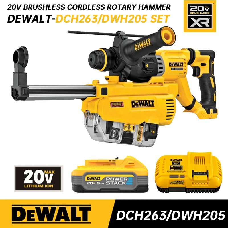 

DEWALT DCH263 Rotary Hammer Drill 20V Brushless Motor SDS PLUS D-Handle Electric Demolition Hammer Impact Drill With DWH205DH