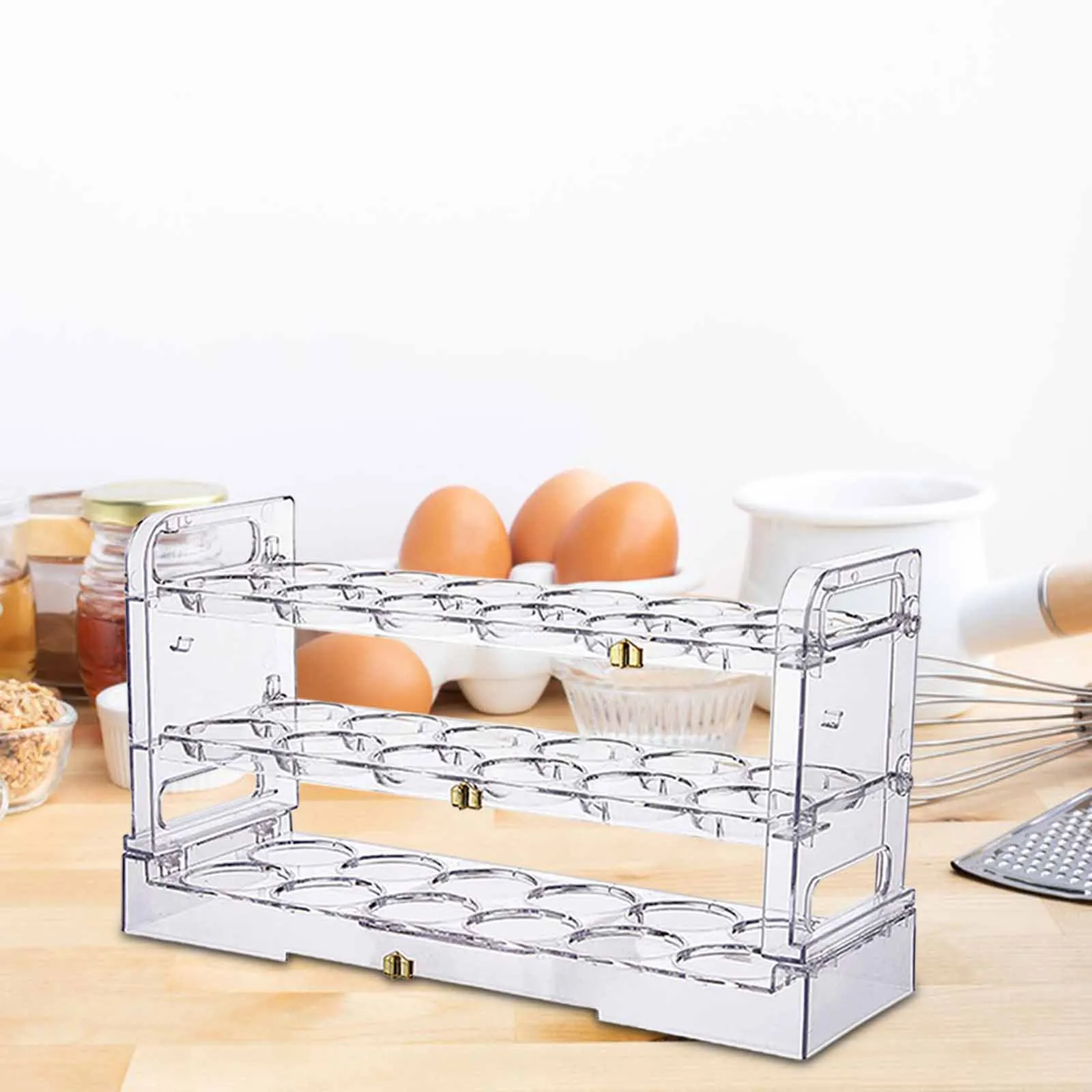 Multi Layer Egg Storage Box Tray Carrier Food Containers Organizer for Refrigerator Household Countertop Cutlery Racks Kitchen