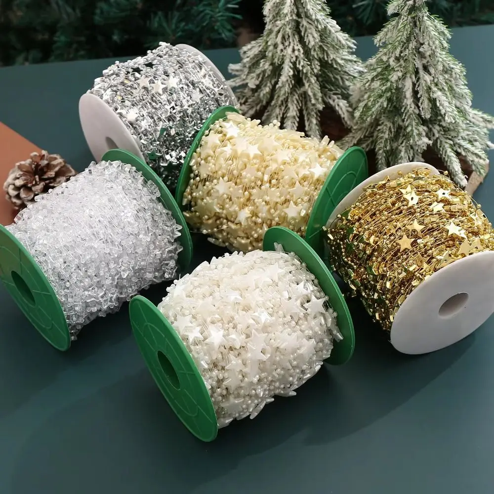 

30M 13MM Star Beads Chain Plastic Solid Color Christmas Tree Decoration Chain Simple Multipurpose Acrylic Beads Chain