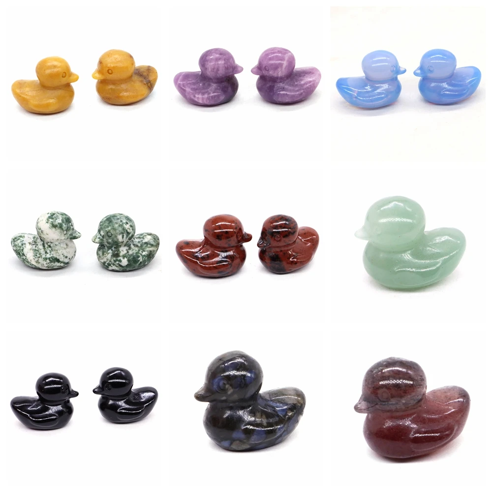 

30mm Mini Cute Duck Natural Crystals Stone Quartz Gem Mineral Carving Healing Reiki Creative Home Decoration Craft Gift Ornament