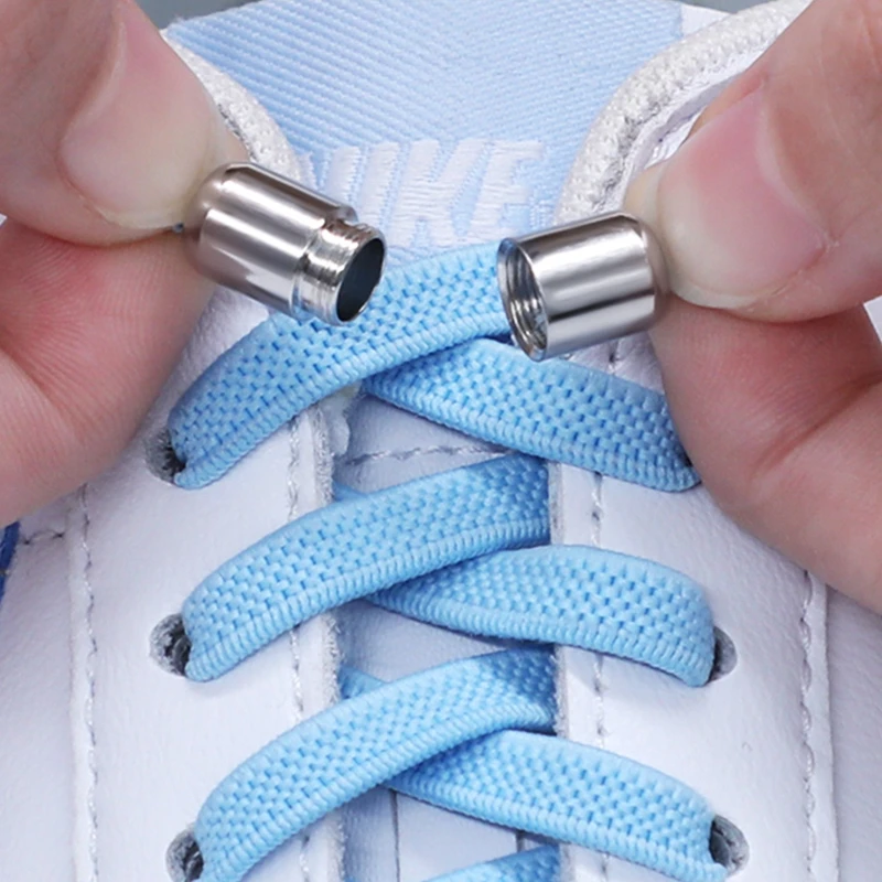 

Metal Lock Round Elastic Shoelaces Flat Fashion Safety No Tie Shoelace Suitable For All Kinds Of Shoes Lazy laces