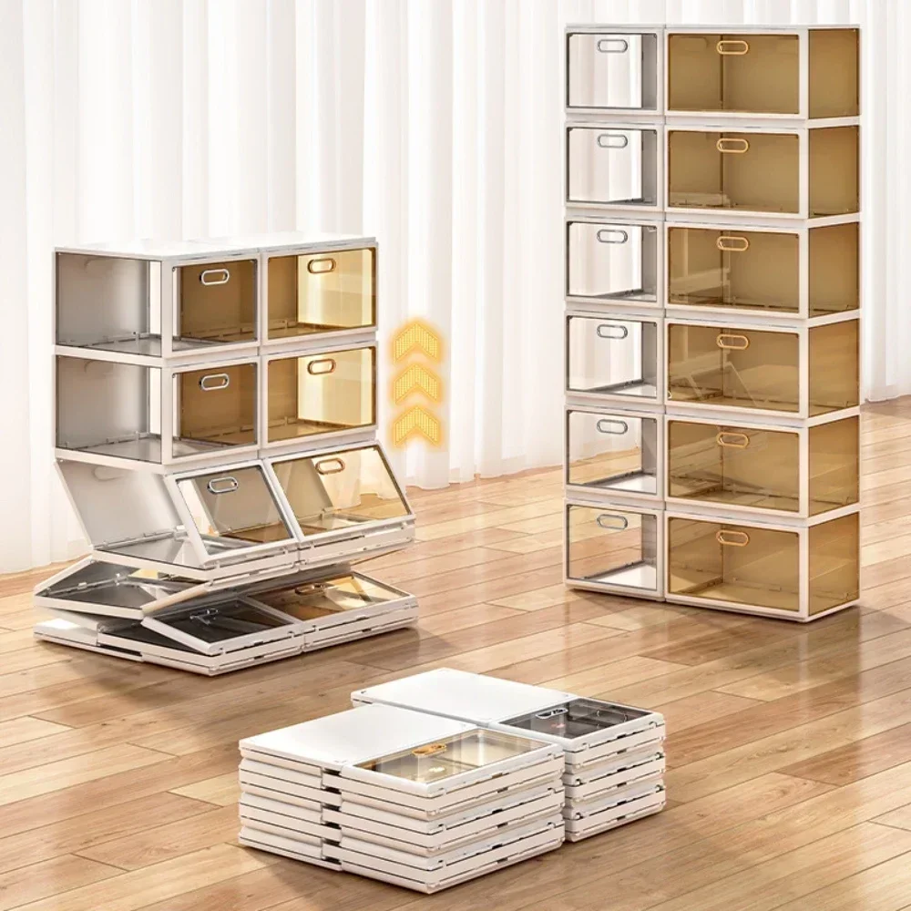 Empty Shoe Boxes Organizer Foldable Shoe Storage Box Clear Shoe Box Storage Stackable