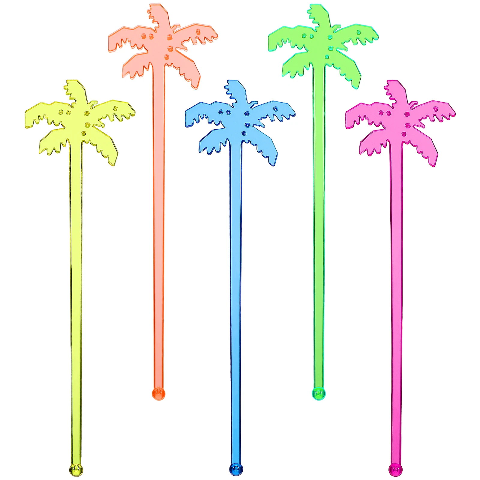 

150 Pcs Fruit Coconut Tree Stir Bar Coffee Whisk Cocktail Stirrer Plastic Stirrers for Mixed Drinks