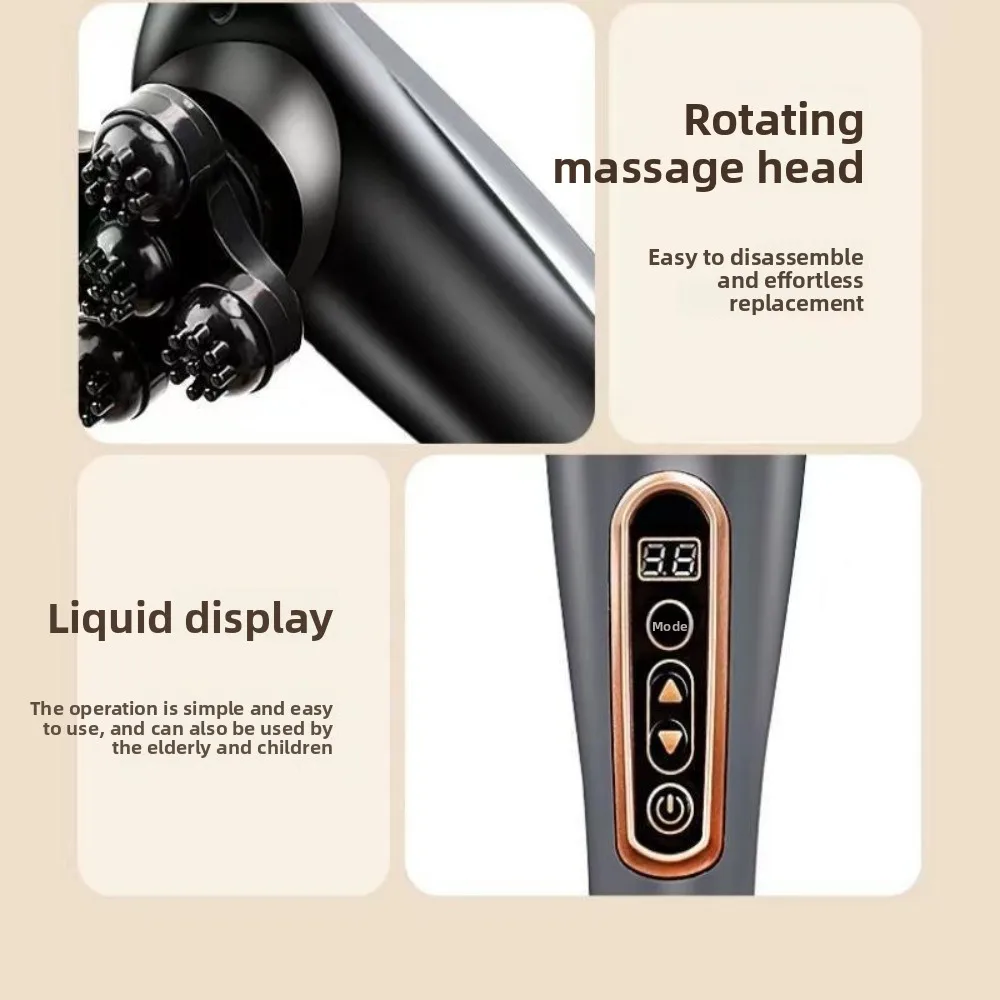 رؤوس تدليك مختلفة مدلك لاسلكي متعدد الأغراض تدليك الوخز بالإبر عصا تدليك محمولة باليد مطرقة الاهتزاز #4
