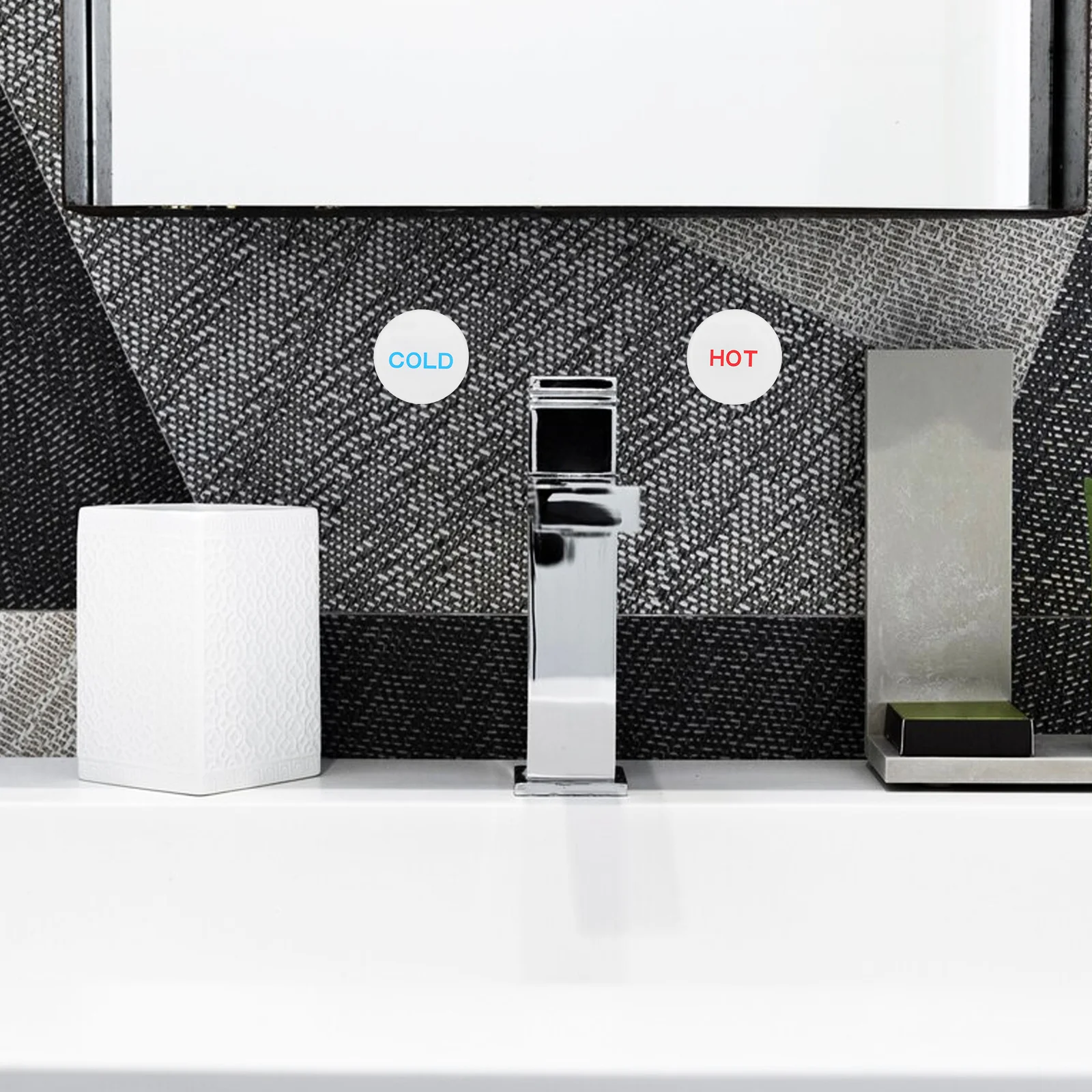 10pcs Acrylic Hot Cold Water Stickers For Faucets Round Self-Adhesive Labels Hotel Bathroom Signs Easy Install No Tools