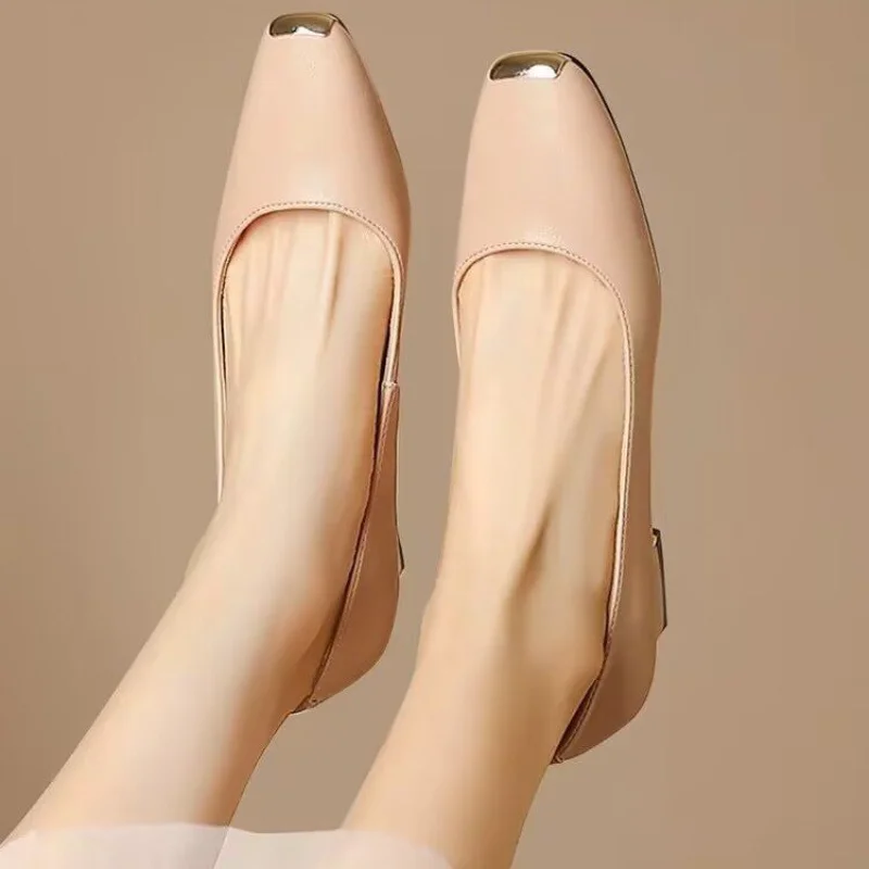 

Лидер продаж, женские лоферы на плоской подошве, простые повседневные туфли на низком каблуке для офисной работы, обувь без шнуровки на плоской подошве, женская обувь с квадратным носком, рабочая обувь