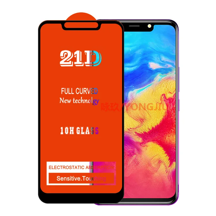 2個21D湾曲した強化ガラスinfinixホット7フルカバー11h保護フィルムスクリーンプロテクターinfinix hot7