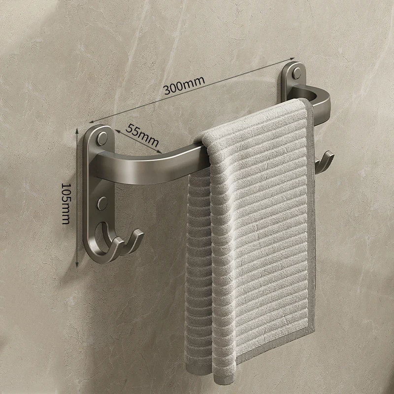 Ermo Bathroom Accessories Wall Mounted Towel Rack Space Aluminum Shower Room Holder Towel Hanger 20-60CM Multilayer Towel Bar