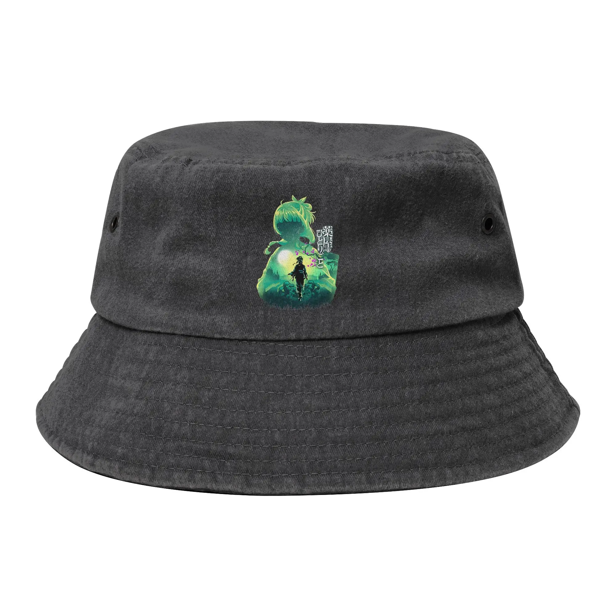 Maomao Anime Bucket Hat for Unisex Summer The Apothecary Diaries Distressed Denim Washed Field Hat UV Protection for Fishing Cap
